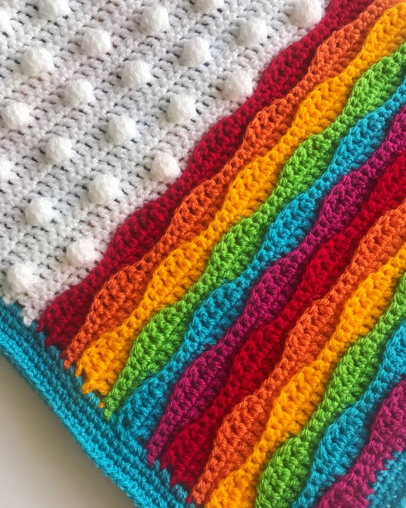 Cloudy with a Chance of Rainbows Crochet Blanket Pattern: PDF crochet pattern, Crochet Blanket Pattern, Rainbow Crochet Blanket, Bobble St image 1