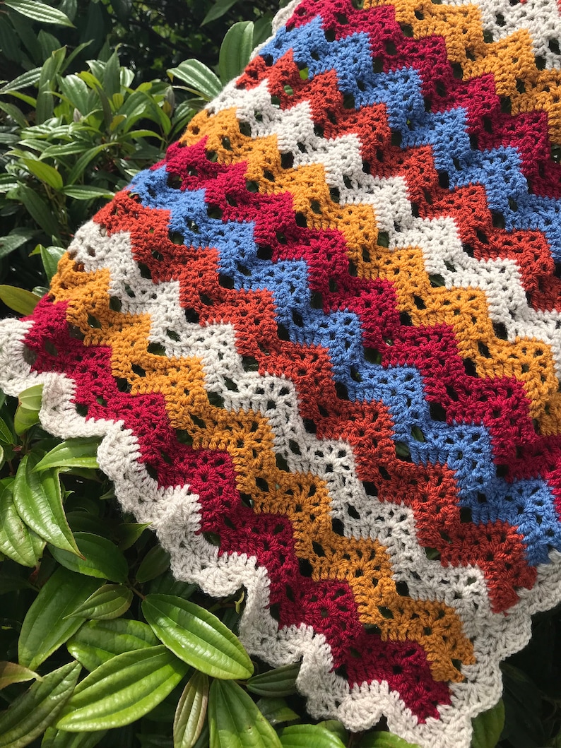 Bronte Ripple Blanket, Beginner/Easy Crochet Blanket Pattern, Ripple Blanket Pattern, chevron crochet blanket, pdf pattern image 4