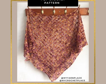 Easy Crochet Shawl Pattern, The Pretzel Shawl, shawl pdf crocher pattern, instant download pattern, triangle shawl pattern