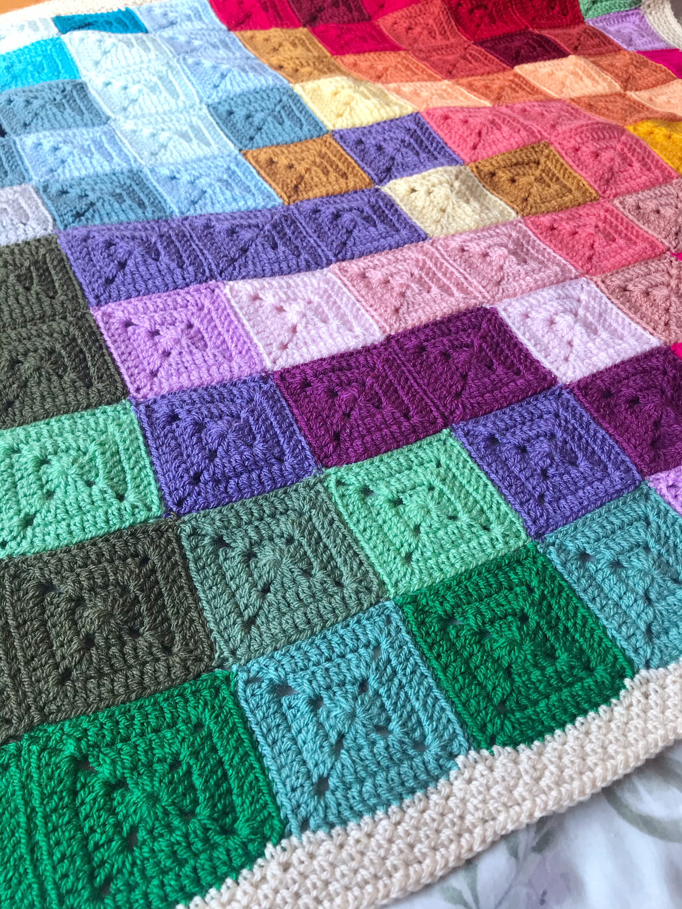 Traditional Patchwork Squares Crochet Baby Blanket Rainbow Etsy