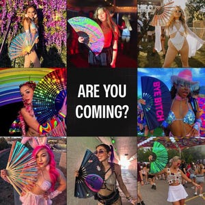 Large Rave Folding Fan: Bamboo Festival Hand Fan image 9