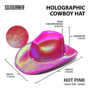 Neon Sparkly Glitter Space Cowboy Hat Fun Metallic Holographic Party ...