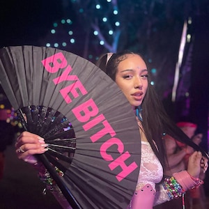 Rave Fan - Festival Fan - Large Folding Fan for Raves, Burlesque, Rainbow Outfits for Women & Festival Accessories Folding hand Fan