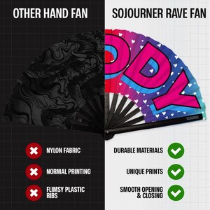 Large Rave Folding Fan: Bamboo Festival Hand Fan image 7