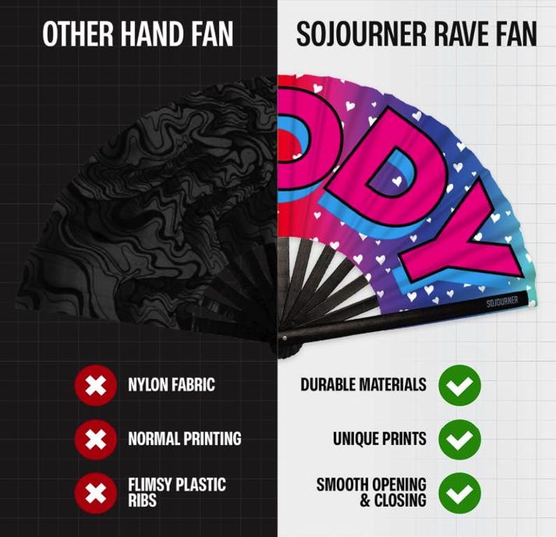 Large Rave Folding Fan: Bamboo Festival Hand Fan image 7