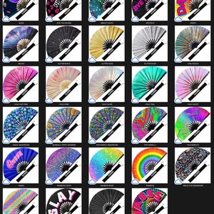 Large Rave Folding Fan: Bamboo Festival Hand Fan image 2