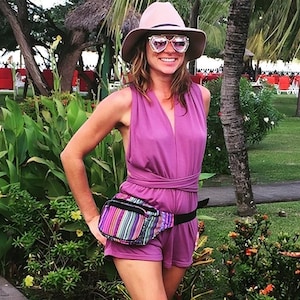 Woven Stripe Festival Fanny Pack - Bohemian Aztec Bum Bag