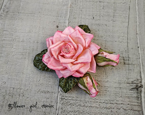 Blush Light Pink Alstroemeria Rose Flower Fascinator Hair Clip Wedding 6090 