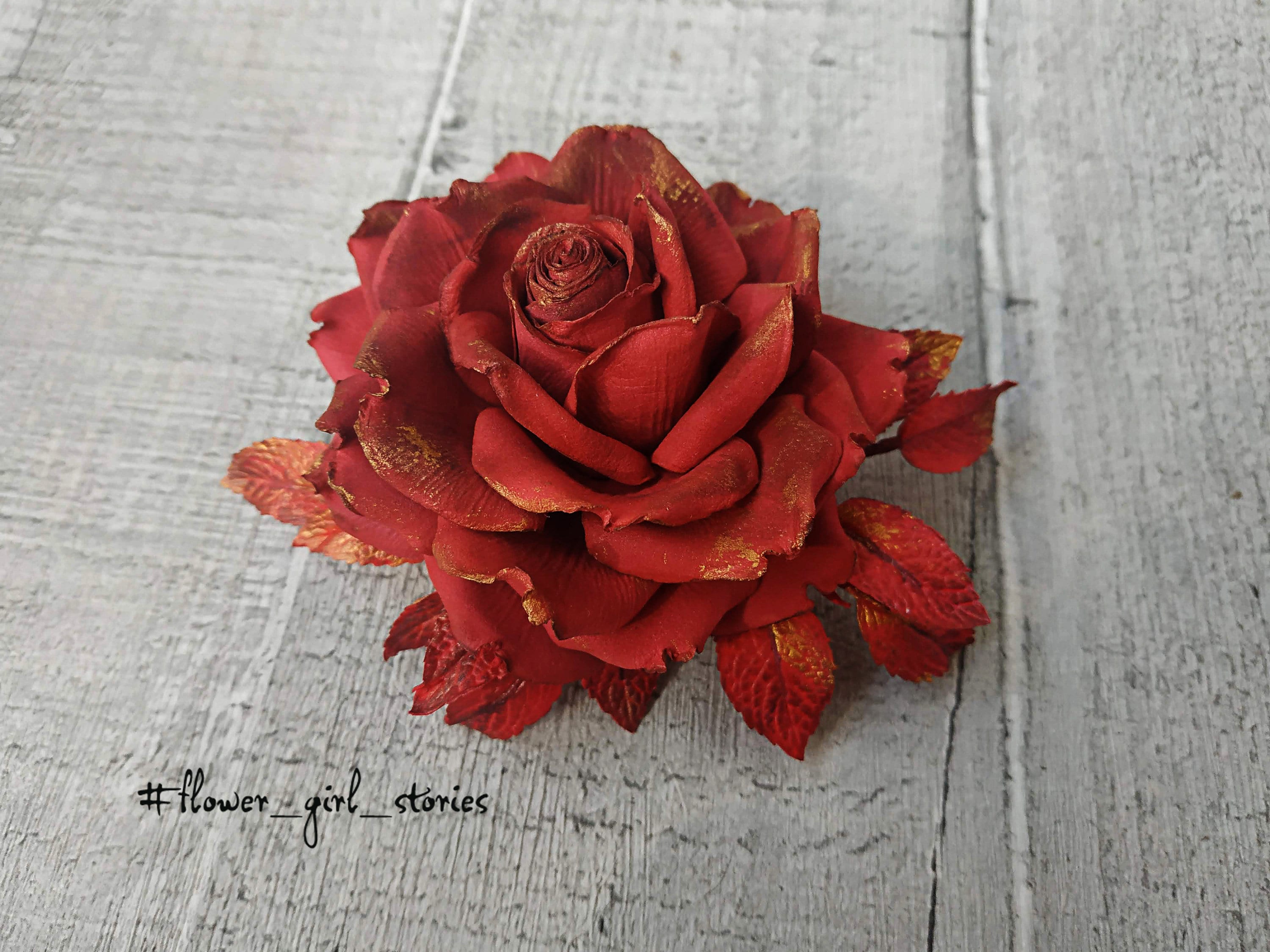 Red Rose Hair Clip, Flower Hairclip, Red Rose for Hair, Large Red