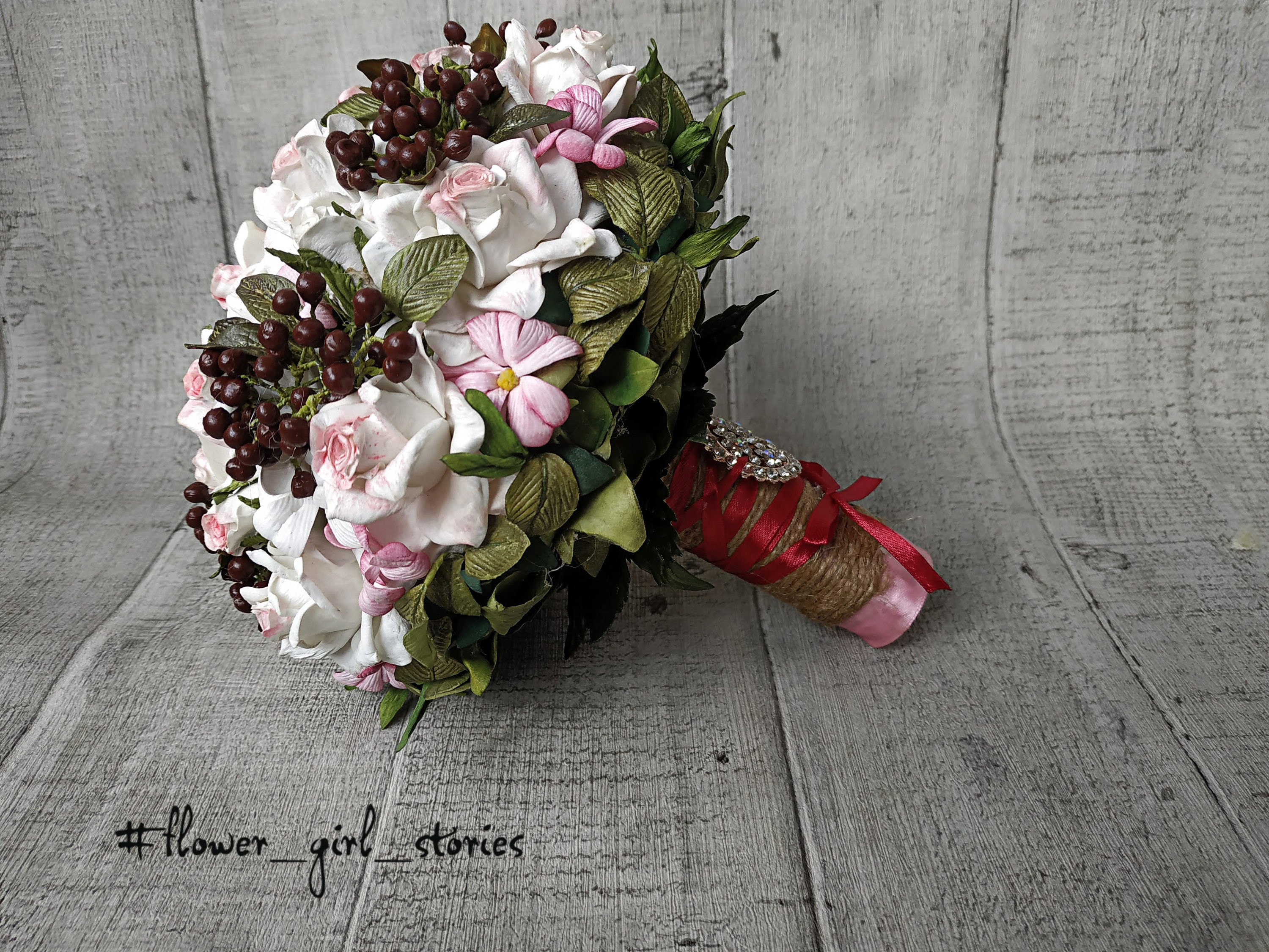 Wedding Bouquet, Wedding Foam Flower Bouquet, White Roses Bridal