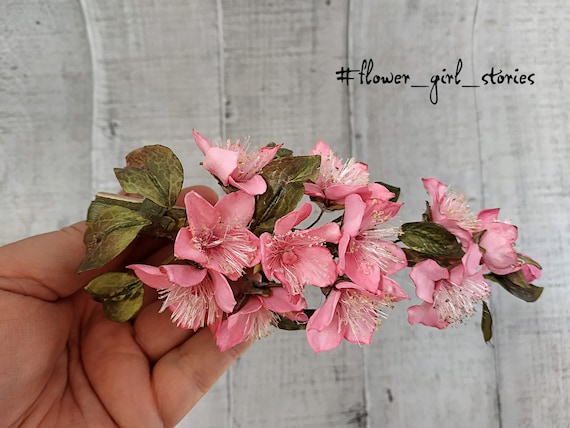Sakura Hair Clip Pink Cherry Blossom For Bride Pink Bridal Etsy