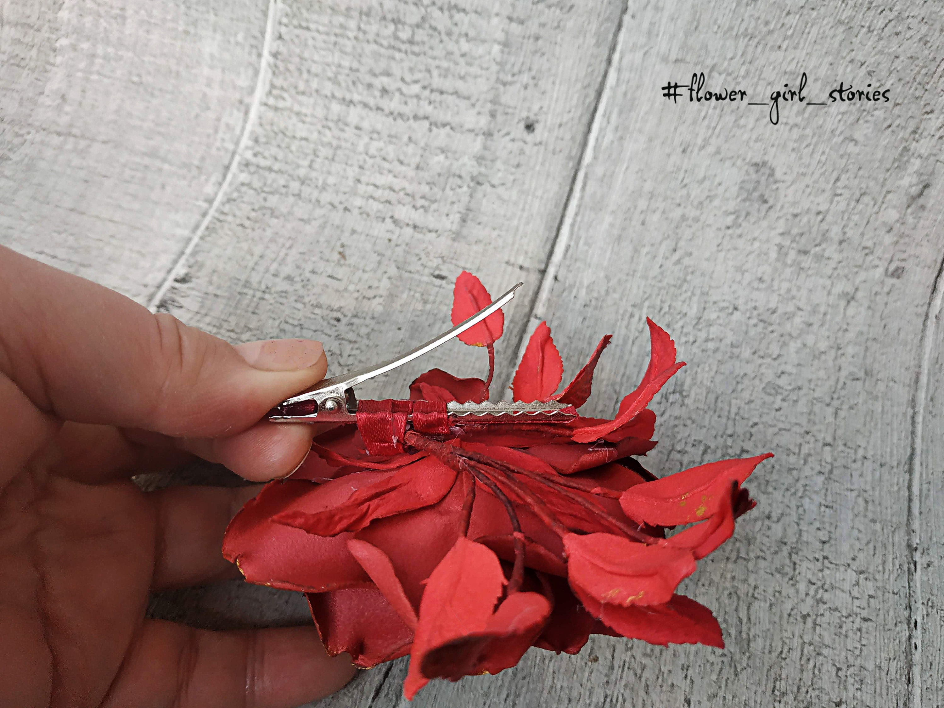 Red Rose Hair Clip Flower HairClip Red Rose for Hair Large Etsy