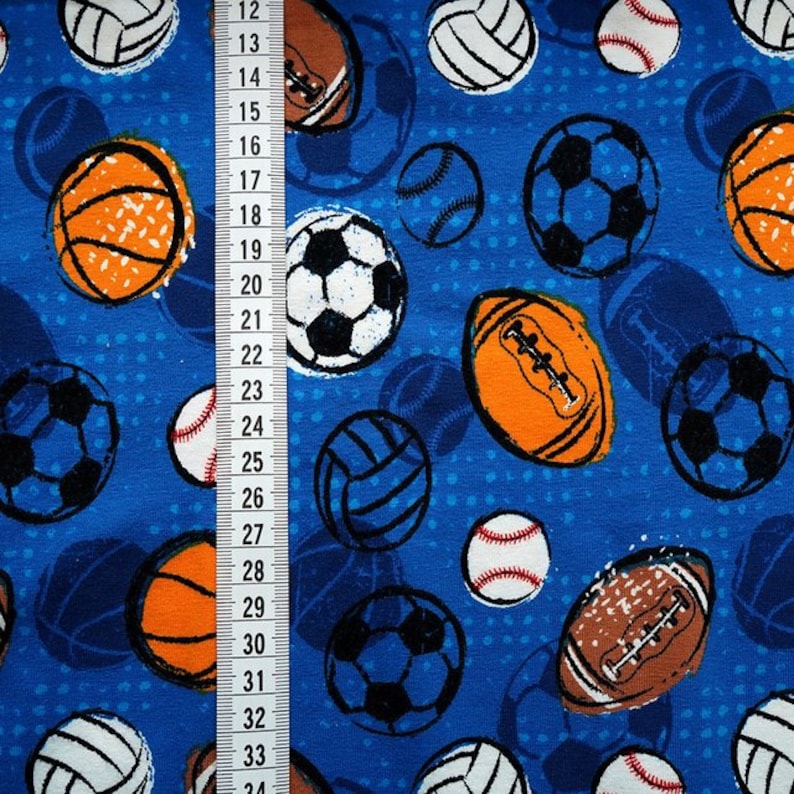 0,50m Biojersey Lets play Ball blau Kinderstoffe Jungsstoffe Jungen Tiere Stoff Jersey Fuchs M\u00e4dchenstoffe Stoffe Jerseystoff Jersey Baby