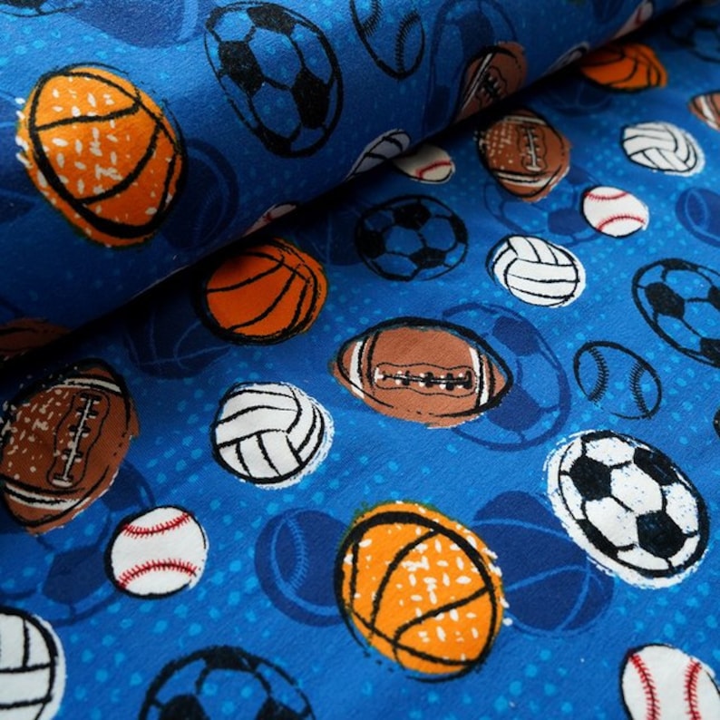 0,50m Biojersey Lets play Ball blau Kinderstoffe Jungsstoffe Jungen Tiere Stoff Jersey Fuchs M\u00e4dchenstoffe Stoffe Jerseystoff Jersey Baby