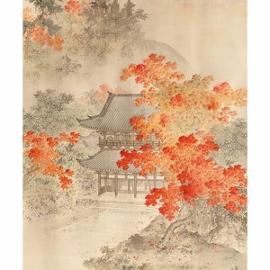 Poster A3 Stampa giapponese Tempio Autunno