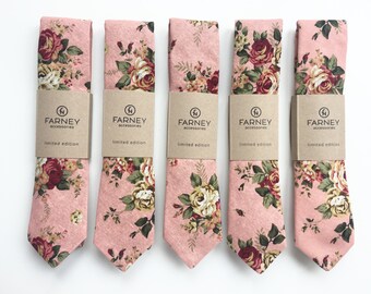 TADDEO DENSE FLORAL MERINO TIE - PINK