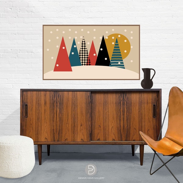 Bauhaus Design Frame TV HD Art | Winter Trees Samsung Frame TV Art | Retro Abstract Tree Geometric Art digital download