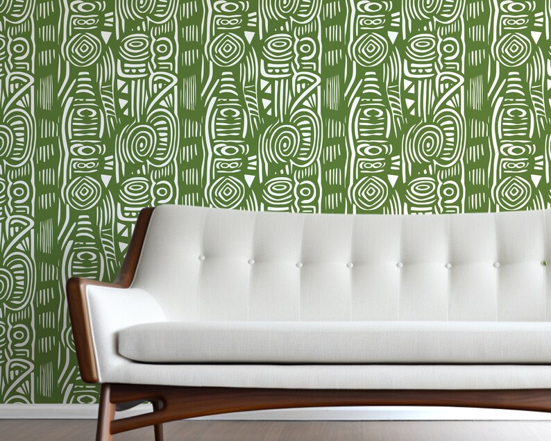 Custom peel and stick wallpaper self adhesive removable tiki tribal