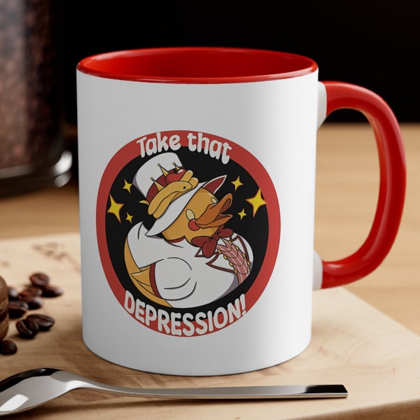 TAKE THAT DEPRESSION Ducks Mug, Hazbin Hotel, Lucifer Morningstar, Supreme King of Hell, Lucifer Magne, Charlie Magne, King of Hell, Coffee