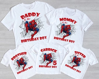 Camiseta de cumpleaños de Spiderman pesionalizada, spiderman, camiseta familiar, cumpleaños, camiseta de spiderman, camiseta personalizada, camiseta de cumpleaños de regalo