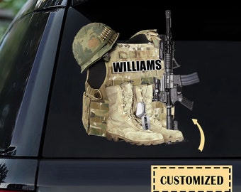 Décalcomanie de voiture personnalisée pour bottes, gilet pare-balles, casque et arme à feu de vétéran