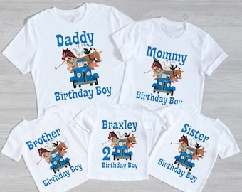 Personalized Little Blue Truck Family Shirt, Little Blue Truck Birthday shirt, Blanket with Name, Birthday Shirt, Family Shirt