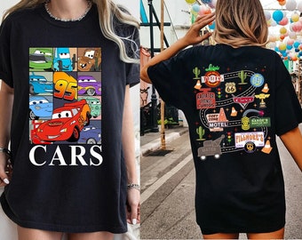 2 seitig limitiertes Cars Film Shirt, Lightning McQueen, Sally Shirt, Cars Land Tee, Autos Geburtstag, Familienurlaub 2024