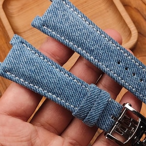 Watch band for Nautilus 40 мм, custom denim watch strap, gift for mens