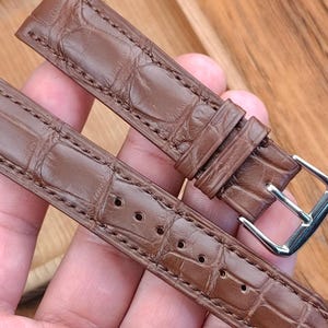 ANY MODIFICATION brown alligator bespoke leather band, Only hand stitching and customized size for your favorite watch, gift for watch