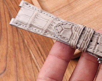 Handmade Gray Alligator Watch Band for Nautilus 40mm