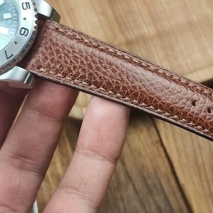 ANY MODIFICATION kangaroo cognac bespoke leather band, Only hand stitching and customized size for your favorite watch. Padding style