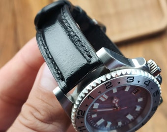 Custom Black Kangaroo Leather Watch Band: Bespoke Design