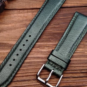Emerald leather watch band for any size and modification Only hand stitching gift for mens women