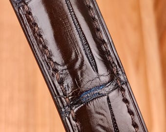 Handmade Brown Alligator Leather Watch Band: Bespoke Stitching