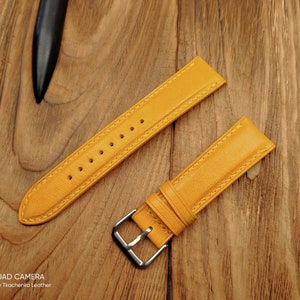 ANY MODIFICATION yellow bespoke leather band, Only hand stitching and customized size for your favorite watch.