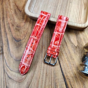 Any modification Red alligator bespoke watch straps 16 men's watch strap 22 20 18 alligator straps bracelet watch band gift for watch