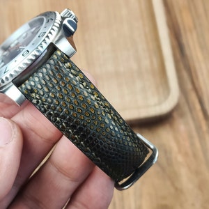 Custom watch bands bespoke olive leather band, Only hand stitching and customized size for your favorite watch. Padding style