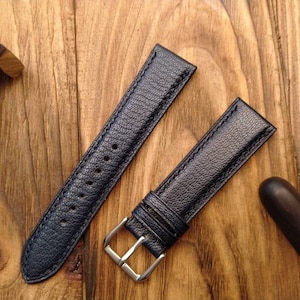 ANY MODIFICATION navy bespoke goat leather band, Only hand stitching and customized size for your favorite watch. Padding style
