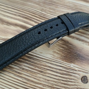 ANY MODIFICATION black bespoke leather band, Only hand stitching and customized size for your favorite watch. Padding style