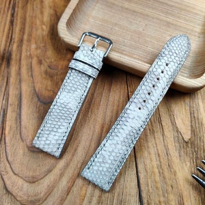 ANY MODIFICATION gray bespoke lizard leather band, Only hand stitching and customized size for your favorite watch.