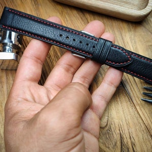 ANY MODIFICATION Black leather strap to order, Only hand stitching and custom size for your favorite watch.