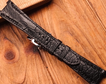 Handmade Black Ostrich Paw Leather Watch Band for Nautilus 40mm
