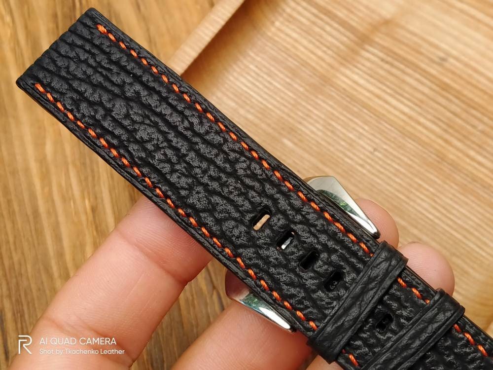 Black shark watch band leather 17 18 19 20 22 handcrafted Etsy