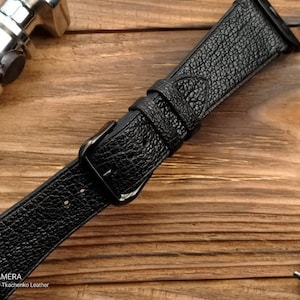 ANY MODIFICATION black iwatch bespoke leather band, Only hand stitching and customized size for your favorite watch
