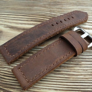 Vintage brown leather watch band leather watch bands men's watch strap 20mm-26mm handcraft watch bands Panerai straps Panerai style pull up