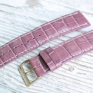 ANY MODIFICATION pink bespoke leather band, Only hand stitching and customized size for your favorite watch.