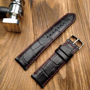 ANY MODIFICATION black bespoke leather band, Only hand stitching and customized size for your favorite watch.