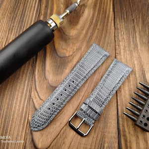 ANY MODIFICATION gray Lizard bespoke leather band, Only hand stitching and customized size for your favorite watch. Padding style