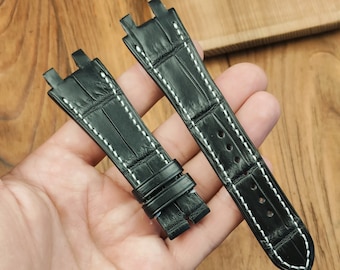 Black Alligator Leather Watch Band for Ulysse Nardin Executive