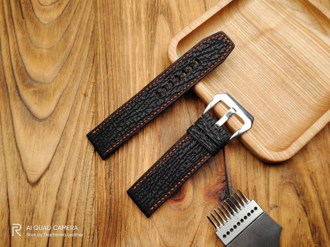 Black Shark Watch Band Leather 17 18 19 20 22 Handcrafted Etsy